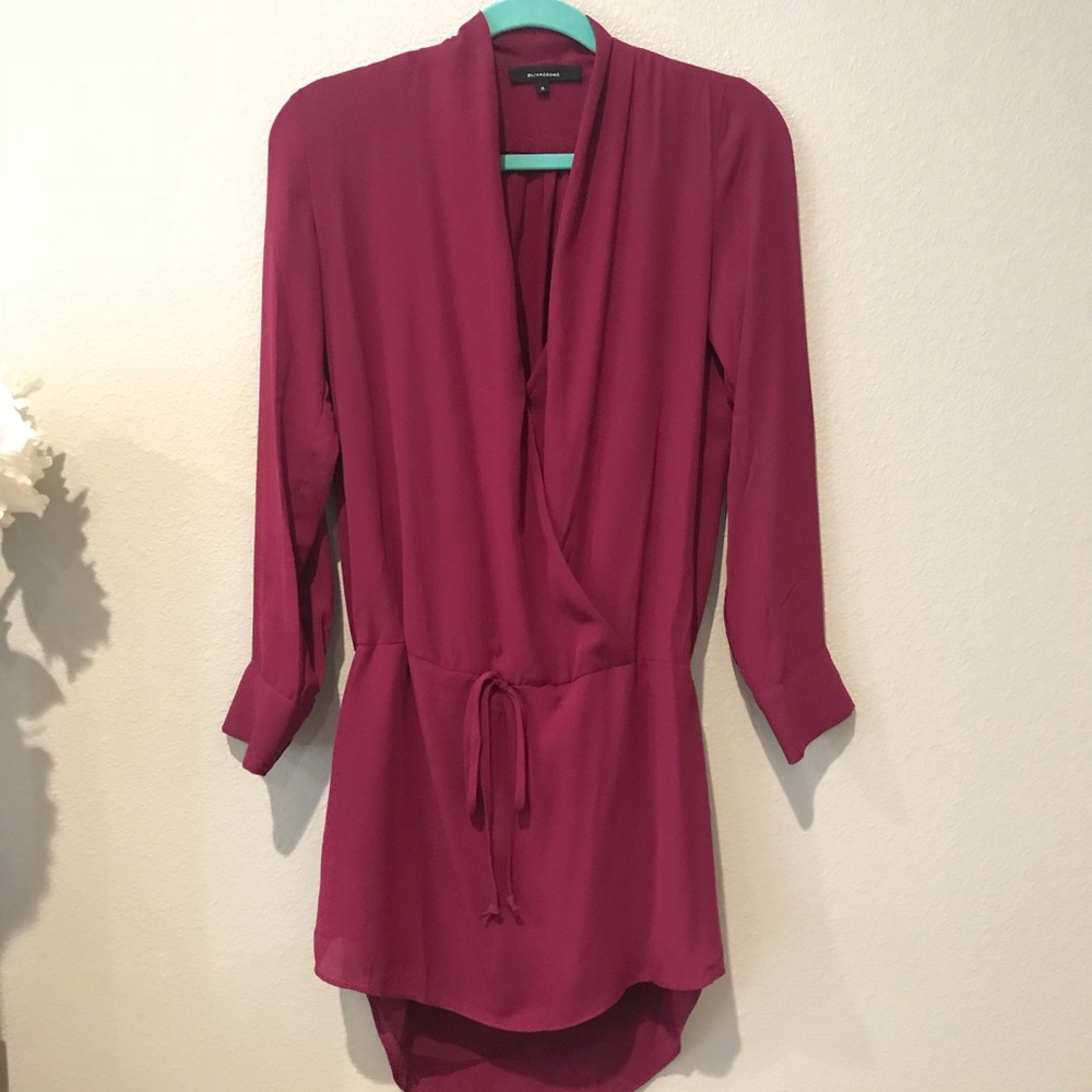 Long sleeve burgundy wrap dress